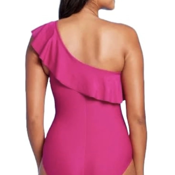 NEW Kona Sol Women's M Pink One-Shoulder One Piece Swimsuit - Picture 2 of 7